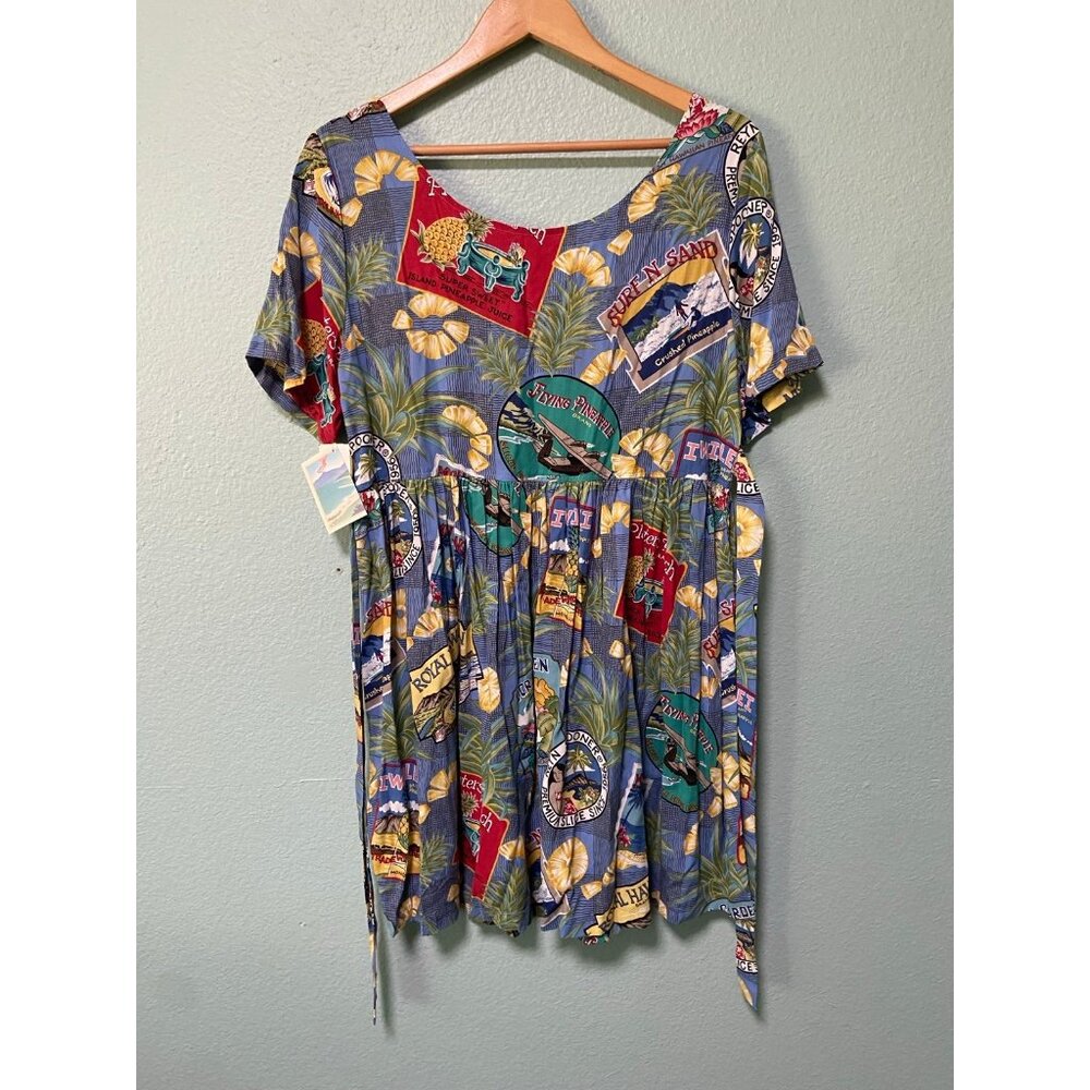NWT Reyn‎ Spooner Women's Floral Pineapple Royal Hawaiian Dress with Tie Medium - Picture 2 of 9